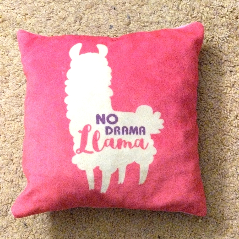 Cute pink "No drama llama" pillow